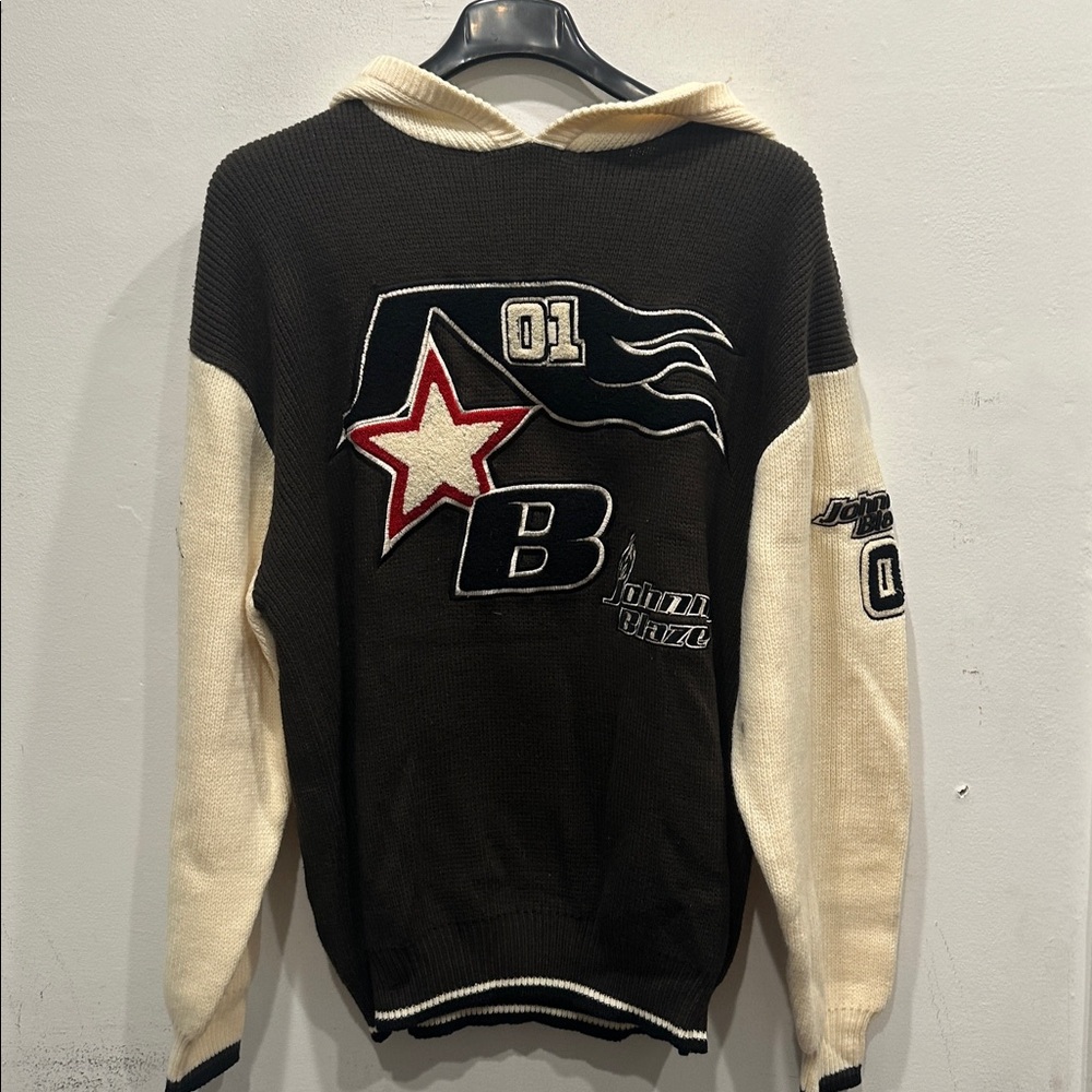 Vintage 90s Johnny Blaze Method Man Wu Tang Clan Knit varsity hoodie Sweater XL